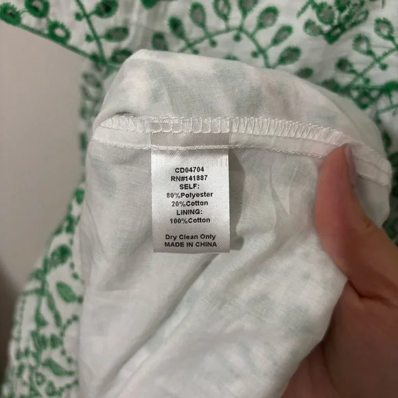 TCEC Green and White Eyelet Midi‎ Dress - Picture 11 of 11
